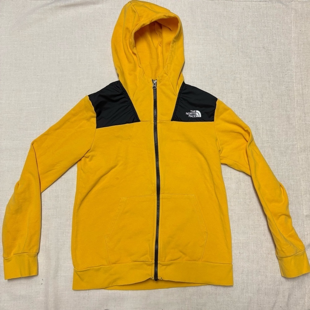 The North Face Kids Yellow and Black Hooded Zip Jacket